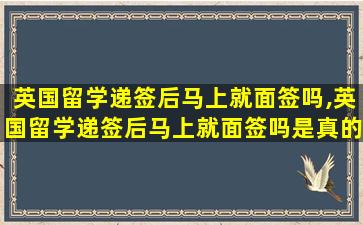 英国留学递签后马上就面签吗,英国留学递签后马上就面签吗是真的吗