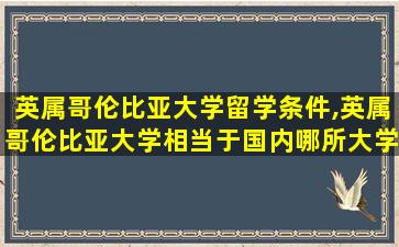 英属哥伦比亚大学留学条件,英属哥伦比亚大学相当于国内哪所大学