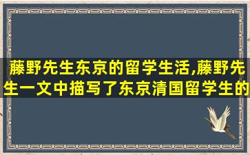 藤野先生东京的留学生活,藤野先生一文中描写了东京清国留学生的哪些生活片段