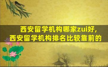 西安留学机构哪家zui
好,西安留学机构排名比较靠前的