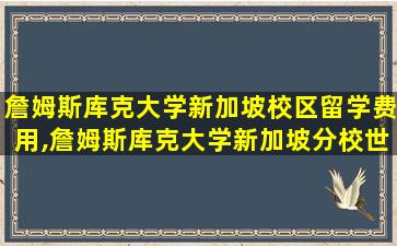 詹姆斯库克大学新加坡校区留学费用,詹姆斯库克大学新加坡分校世界排名怎么样