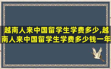 越南人来中国留学生学费多少,越南人来中国留学生学费多少钱一年