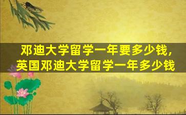 邓迪大学留学一年要多少钱,英国邓迪大学留学一年多少钱