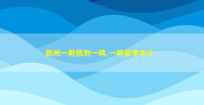 郑州一附院刘一鸣,一鸣留学中介