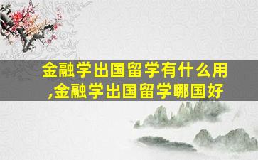 金融学出国留学有什么用,金融学出国留学哪国好