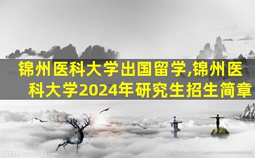 锦州医科大学出国留学,锦州医科大学2024年研究生招生简章