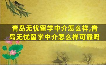 青岛无忧留学中介怎么样,青岛无忧留学中介怎么样可靠吗