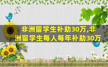 非洲留学生补助30万,非洲留学生每人每年补助30万