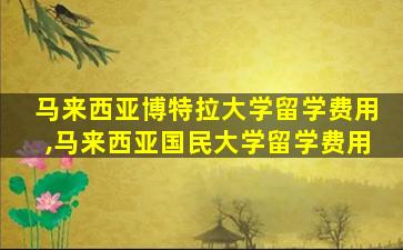 马来西亚博特拉大学留学费用,马来西亚国民大学留学费用