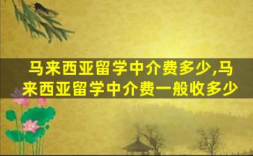 马来西亚留学中介费多少,马来西亚留学中介费一般收多少