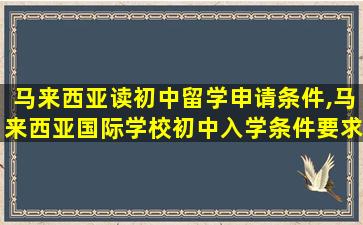 马来西亚读初中留学申请条件,马来西亚国际学校初中入学条件要求