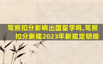 驾照扣分影响出国留学吗,驾照扣分新规2023年新规定明细