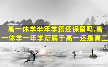 高一休学半年学籍还保留吗,高一休学一年学籍属于高一还是高二