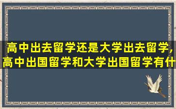 高中出去留学还是大学出去留学,高中出国留学和大学出国留学有什么区别