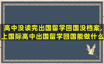 高中没读完出国留学回国没档案,上国际高中出国留学回国能做什么工作