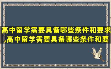 高中留学需要具备哪些条件和要求,高中留学需要具备哪些条件和要求呢