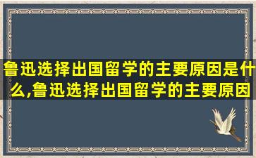 鲁迅选择出国留学的主要原因是什么,鲁迅选择出国留学的主要原因是什么意思