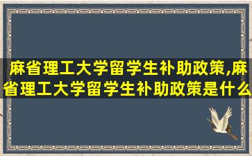 麻省理工大学留学生补助政策,麻省理工大学留学生补助政策是什么