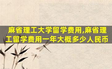 麻省理工大学留学费用,麻省理工留学费用一年大概多少人民币